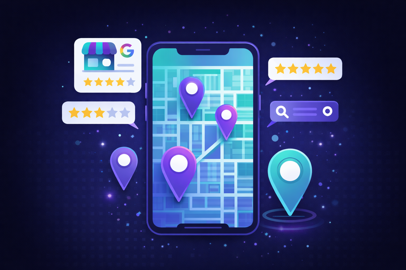 Infografía de SEO local en Argentina con Google Business Profile y mapa